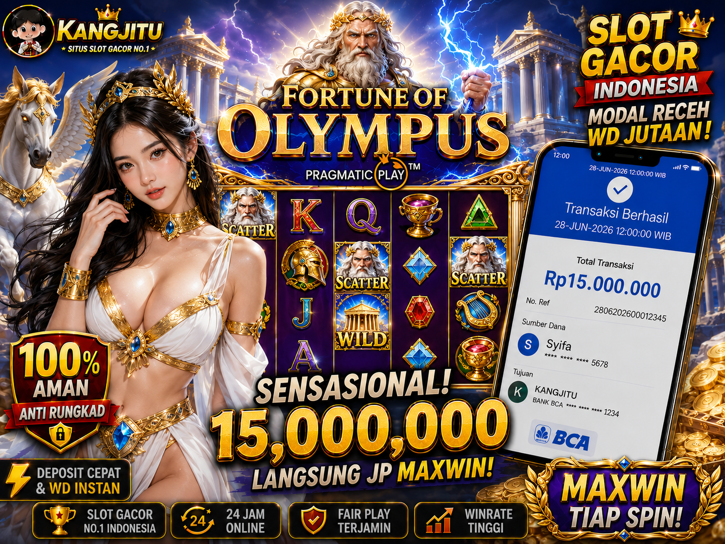 Fortune Of Olympus MAXWINNN PRAGMATIC PLAY!!!!! JACKPOT 15 JUTA DIBAYAR LUNAS!!! KANGJITU KESERUAN BERMAIN TANPA BATAS SETIAP HARI!!🚀