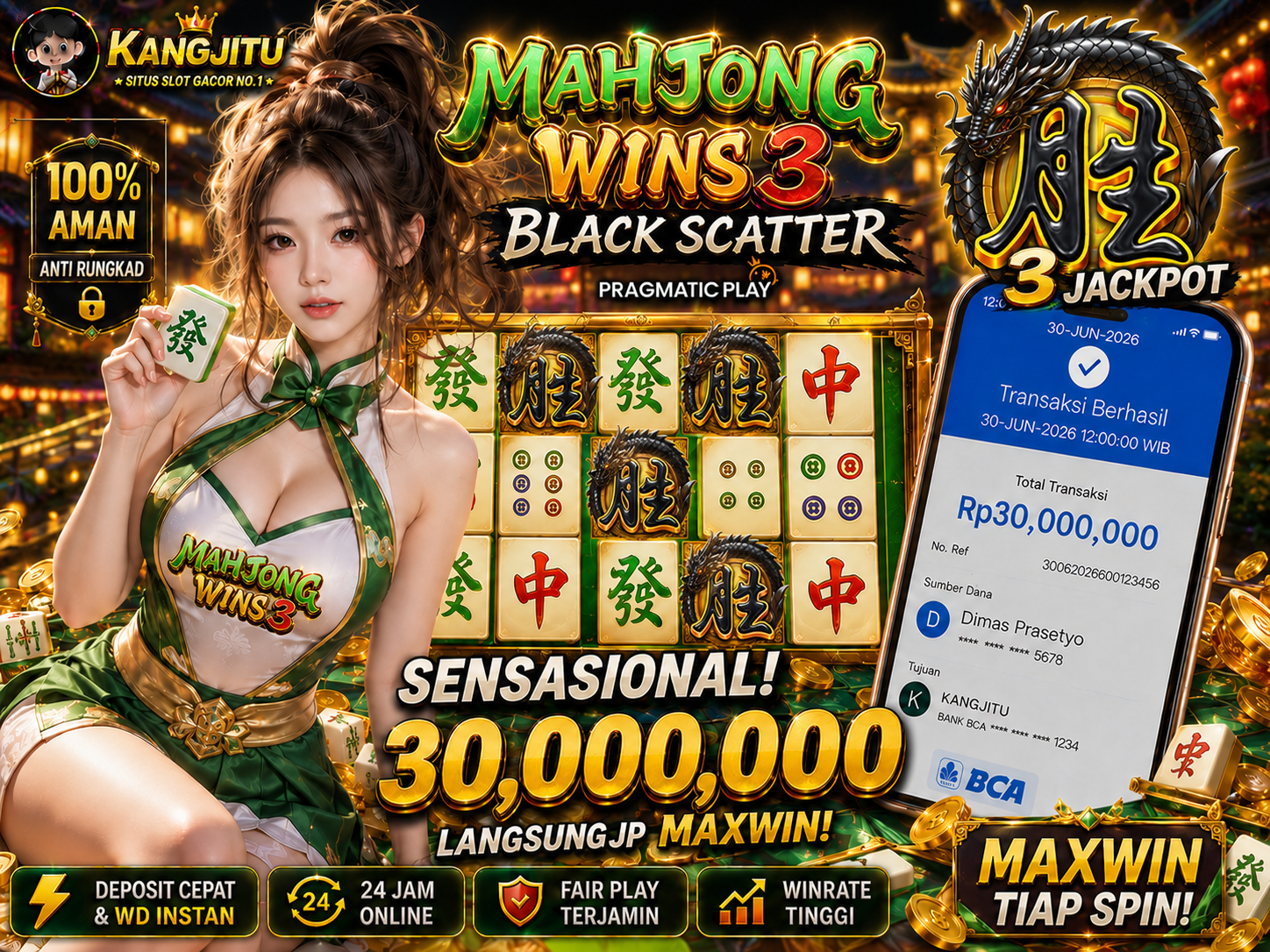Mahjong Wins 3 - Black Scatter MAXWINNN 3 SCATER HITAM PRAGMATIC PLAY!!!!! JACKPOT 30JUTA DIBAYAR LUNAS!!! KANGJITU KESERUAN BERMAIN TANPA BATAS SETIAP HARI!!🚀