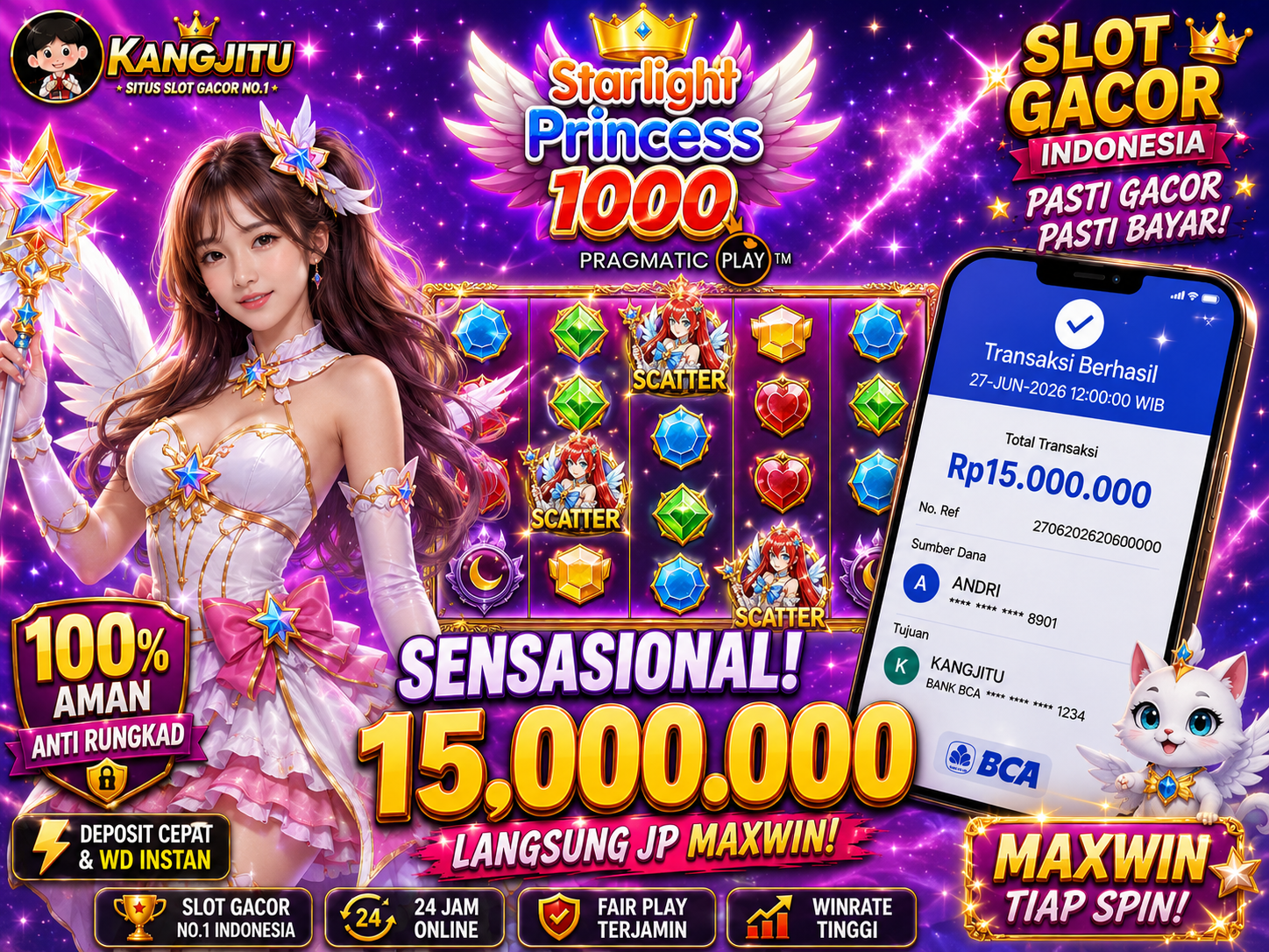 Starlight Princess 1000 MAXWINNN PRAGMATIC PLAY!!!!! JACKPOT 15 JUTA DIBAYAR LUNAS!!! KANGJITU KESERUAN BERMAIN TANPA BATAS SETIAP HARI!!🚀