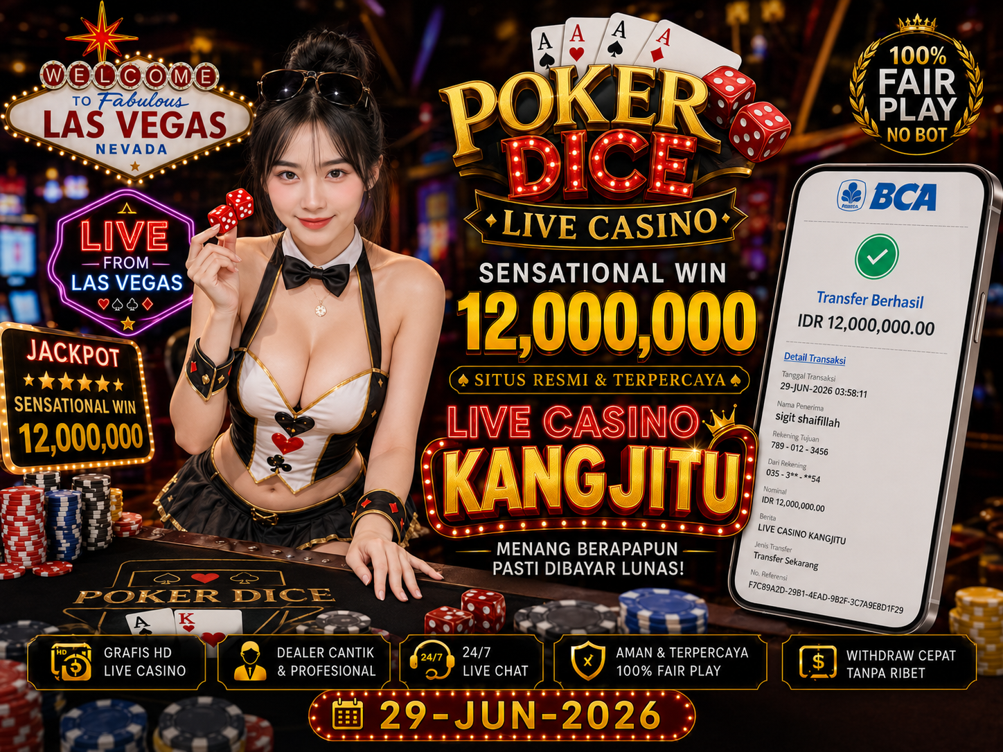 PokerDice LIVE CASINO JACKPOT 12JUTA!!! KANGJITU KESERUAN BERMAIN TANPA BATAS SETIAP HARI!!🚀