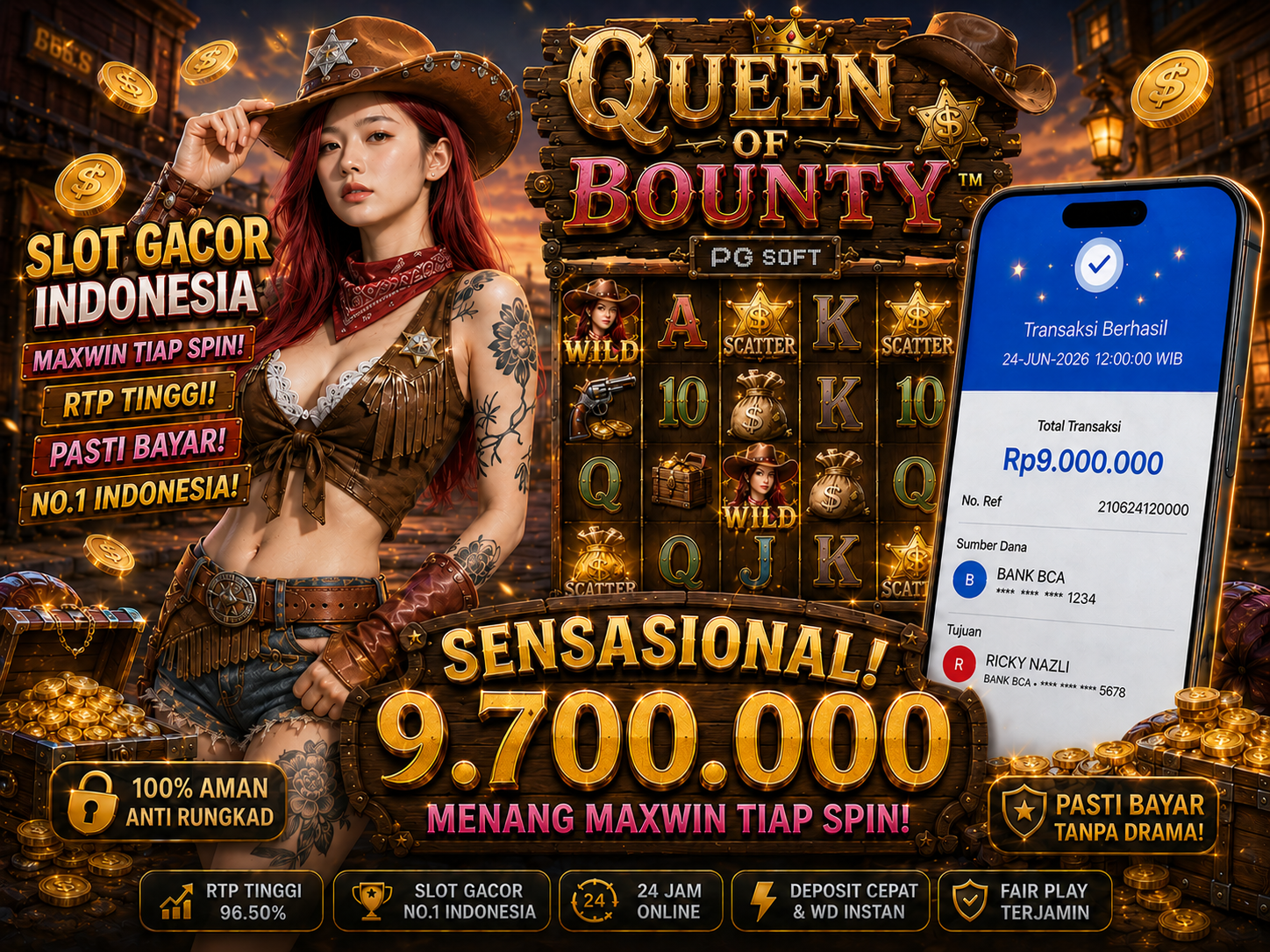 Queen of Bounty JACKPOT 9JUTA PECAH 1 LAYAR MEMBERI HASIL MAXIMAL DI KANGJITU!!!
