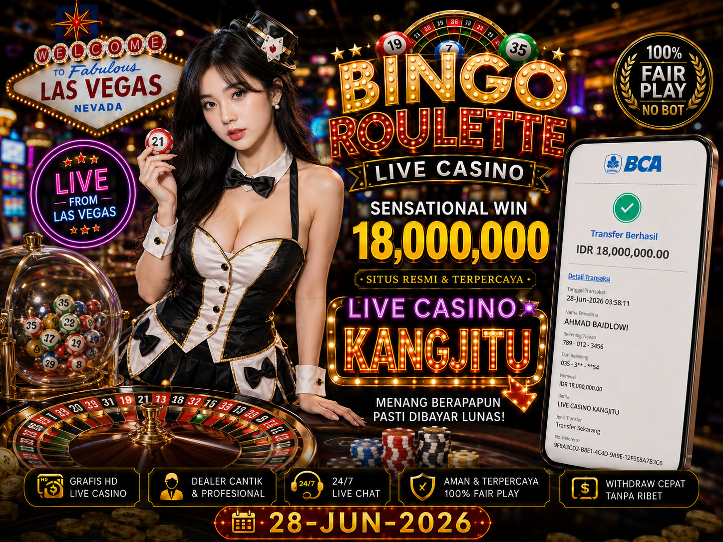 BingoRoulette  LIVE CASINO JACKPOT 18JUTA!!! KANGJITU KESERUAN BERMAIN TANPA BATAS SETIAP HARI!!🚀