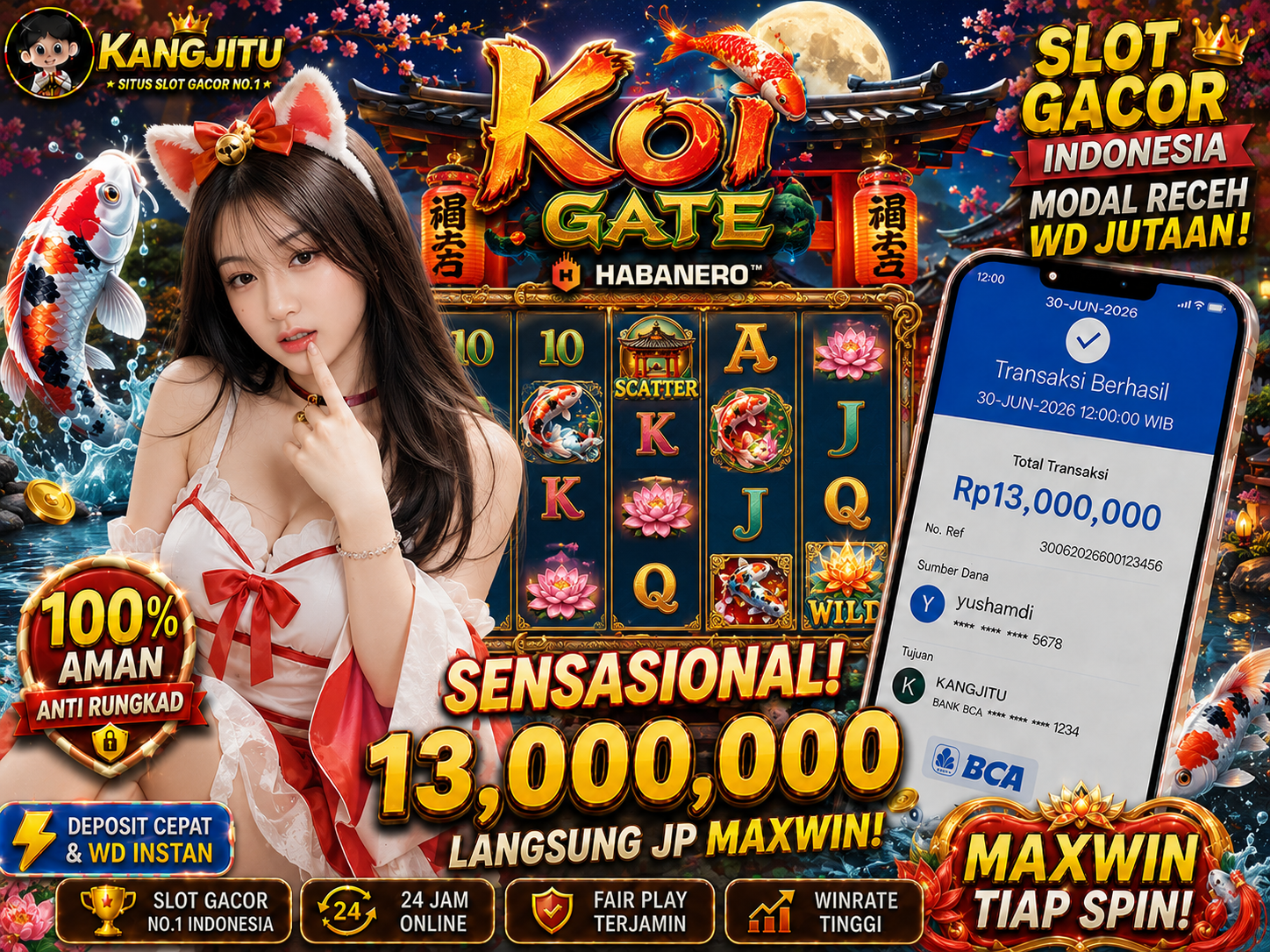 Koi Gate HABANERO!!!!!! JACKPOT BANJIR WILDD JACKPOT 13JUTA WITHDRAW 13JUTA KANGJITU KESERUAN BERMAIN TANPA BATAS SETIAP HARI!!🚀