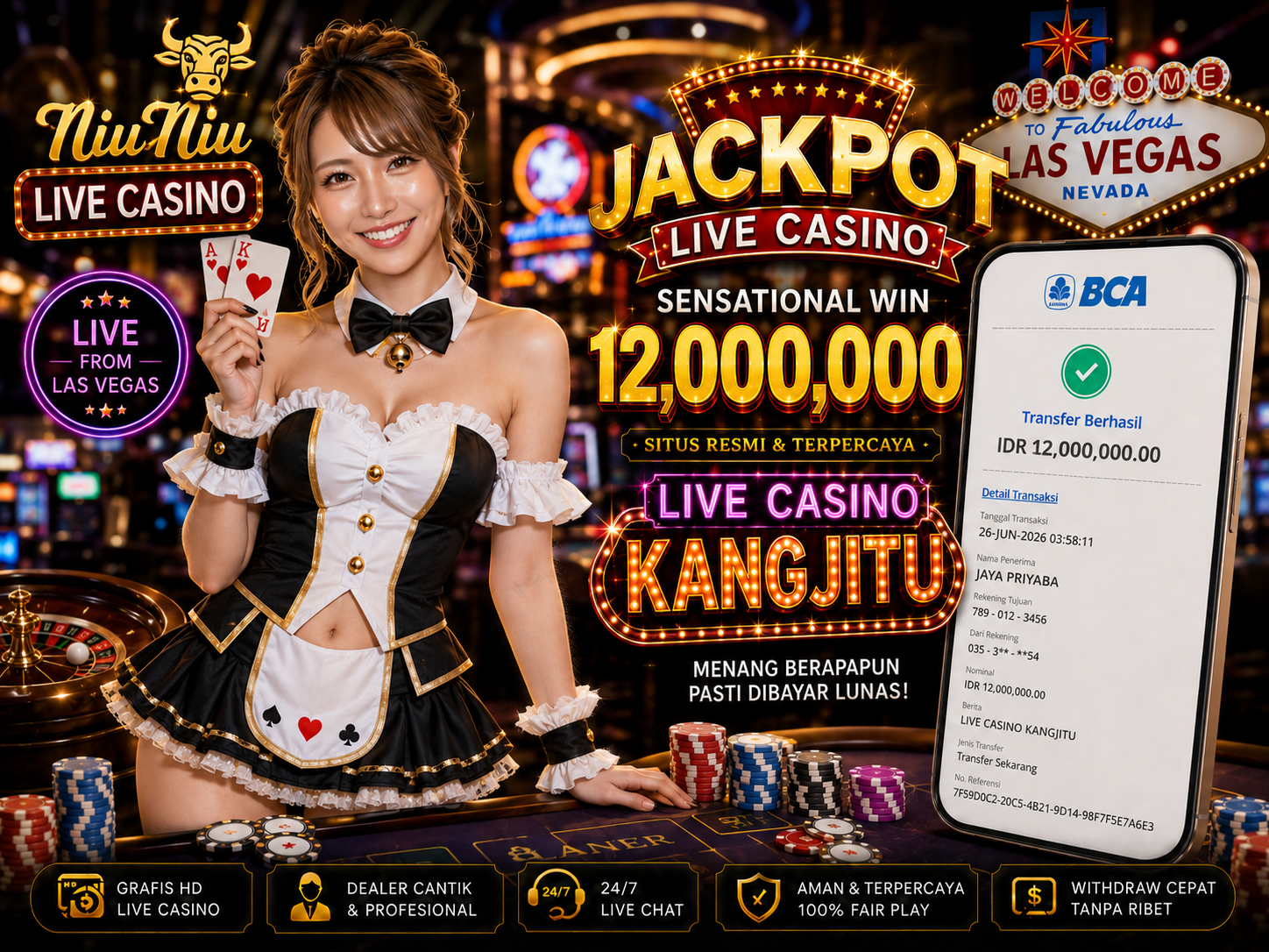 NiuNiu LIVE CASINO JACKPOT 12JUTA!!! KANGJITU KESERUAN BERMAIN TANPA BATAS SETIAP HARI!!🚀