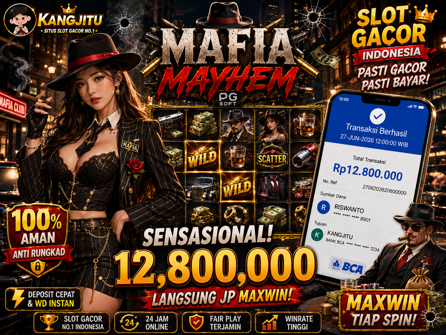 Mafia Mayhem PG SOFT!!!! JACKPOT BANJIR PERKALIAN JACKPOT 12.8 JUTA WITHDRAW 12.8JUTA KANGJITU KESERUAN BERMAIN TANPA BATAS SETIAP HARI!!🚀