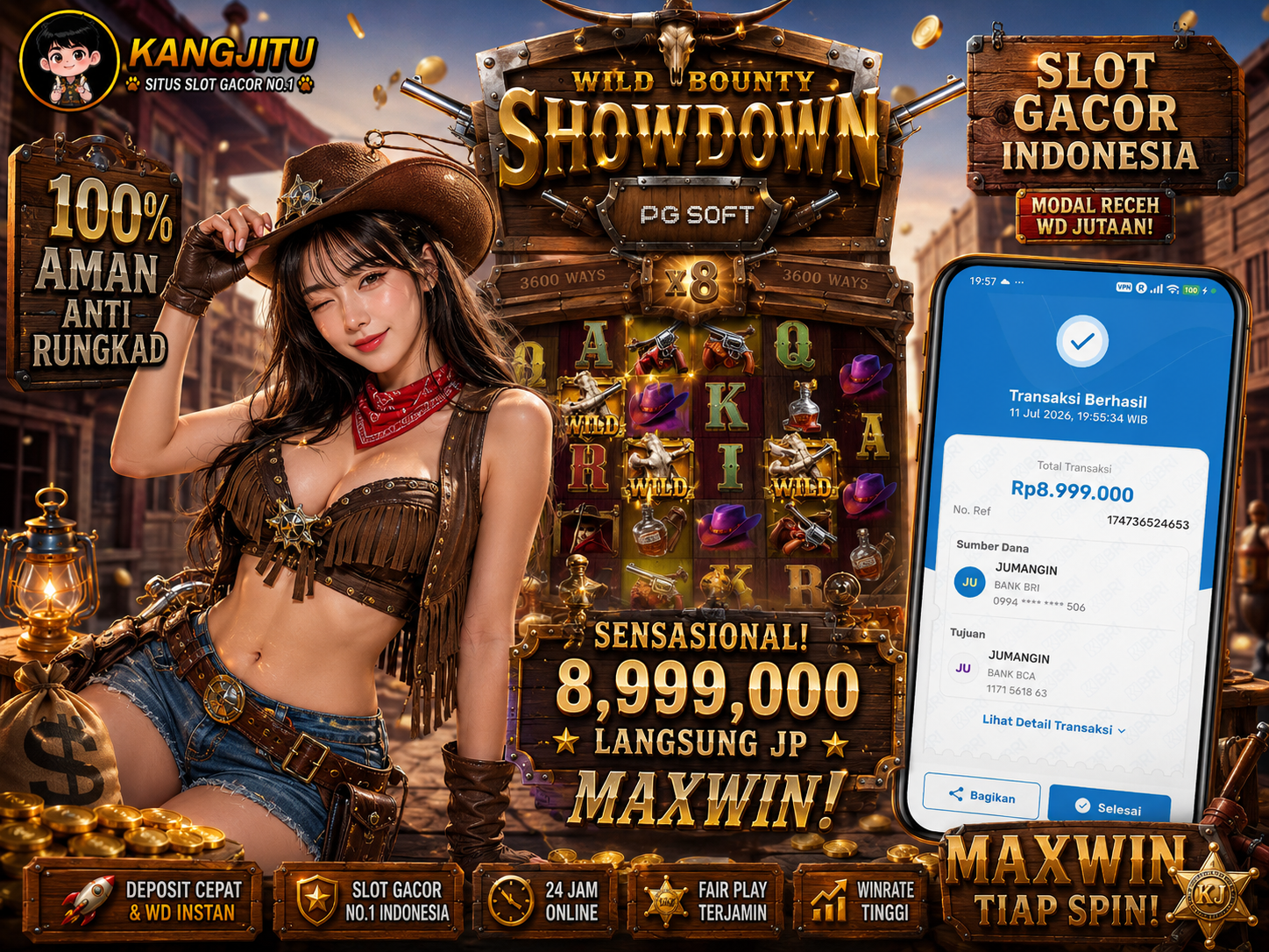 Wild Bounty Showdown PG SOFT !!!JACKPOT BANJIR WILDD JACKPOT KANGJITU KESERUAN BERMAIN TANPA BATAS SETIAP HARI!!🚀
