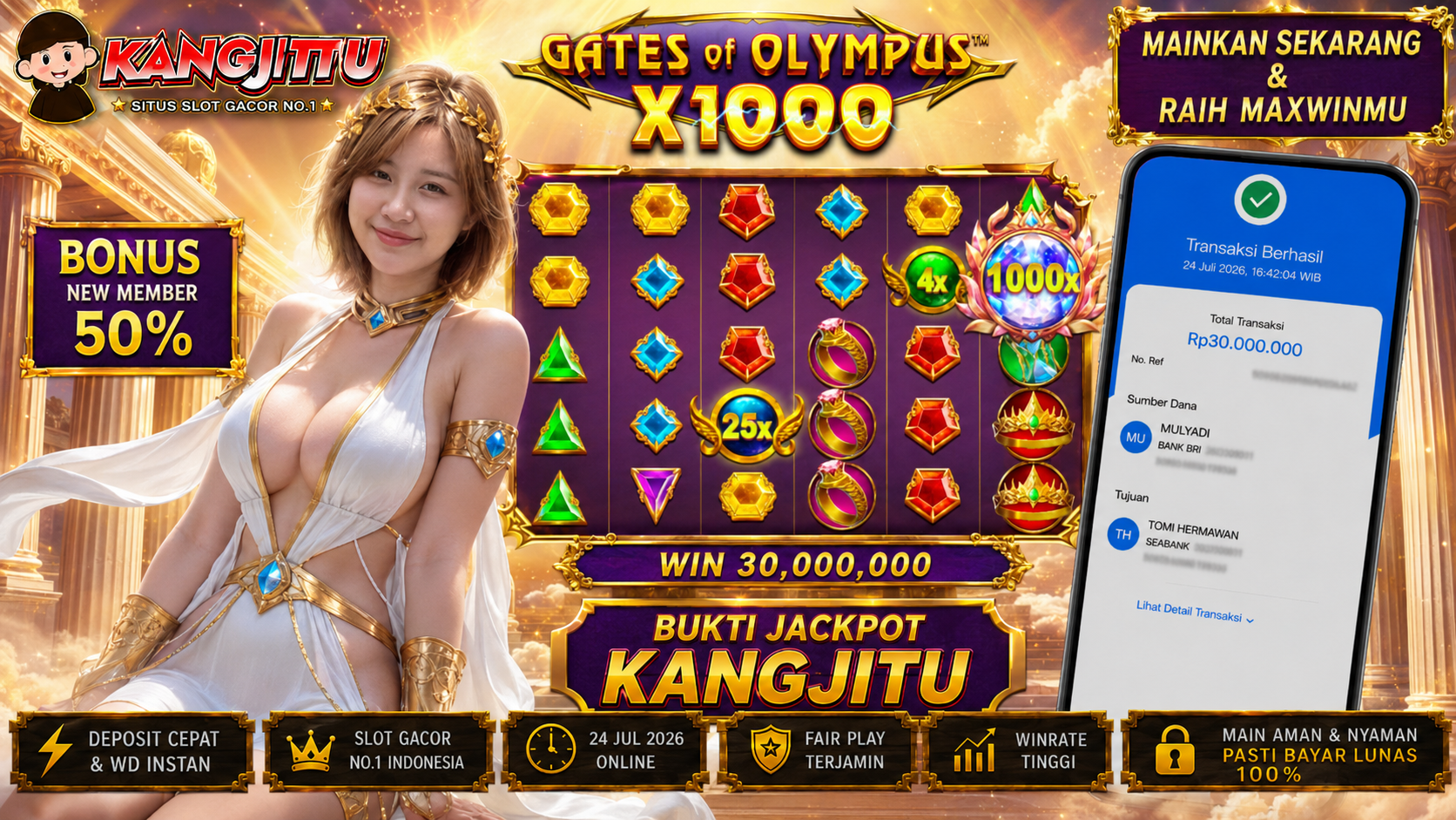 Gates of Olympus X1000 PRAGMATIC PLAY!!!!! JACKPOT DIBAYAR LUNAS!!! KANGJITU KESERUAN BERMAIN TANPA BATAS SETIAP HARI!!🚀
