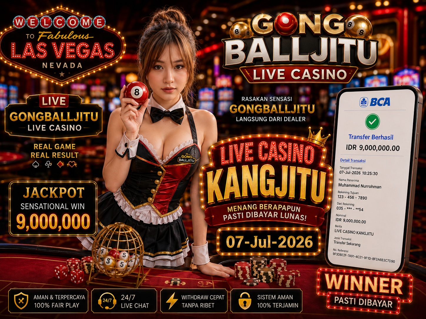 GongBallJitu LIVE CASINO JACKPOT 9JUTA !!! KANGJITU KESERUAN BERMAIN TANPA BATAS SETIAP HARI!!🚀