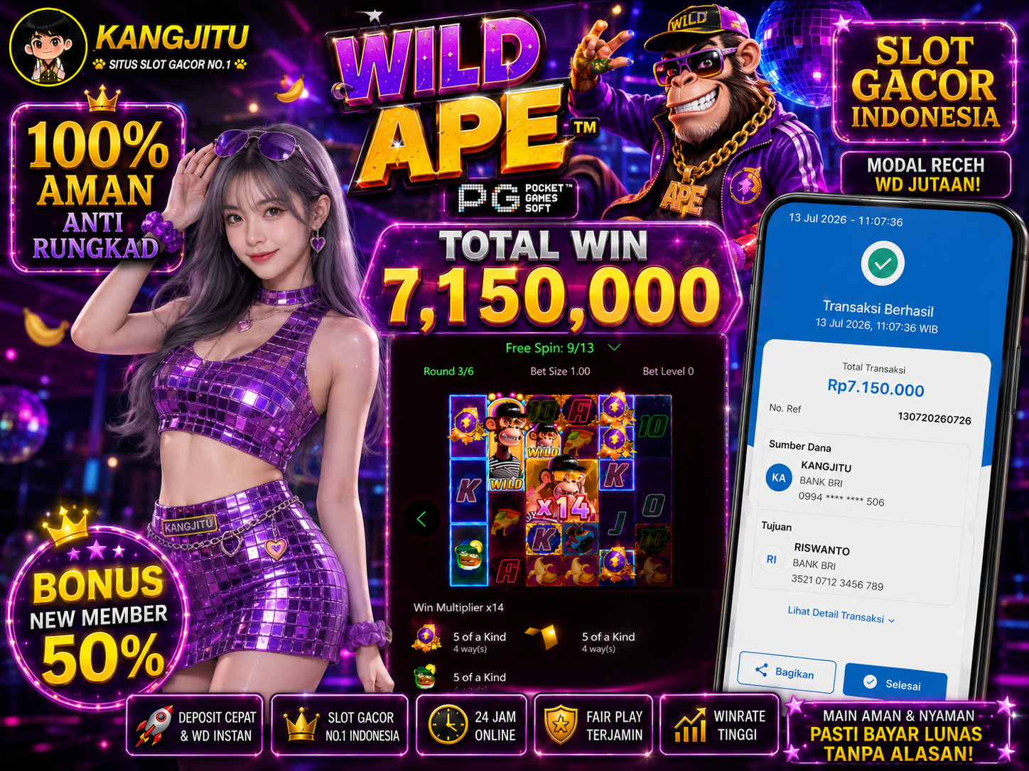WIld Ape PG SOFT !!!JACKPOT BANJIR WILDD JACKPOT KANGJITU KESERUAN BERMAIN TANPA BATAS SETIAP HARI!!🚀