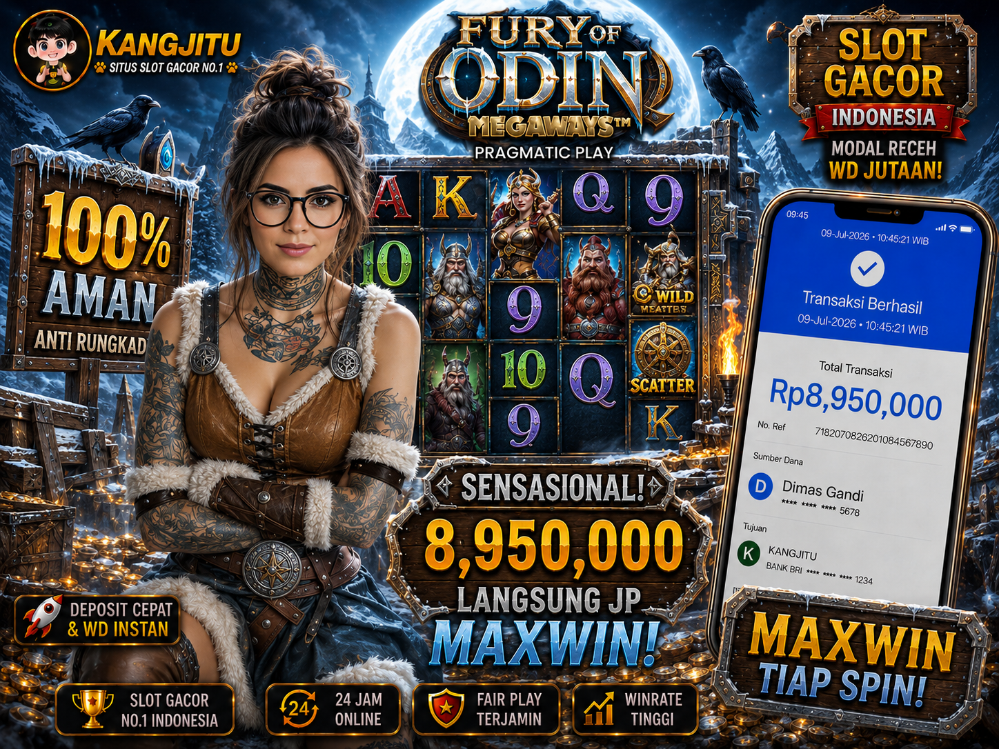 Fury of Odin Megaways PRAGMATIC PLAY!!!!! JACKPOT 8,950,000 JUTA DIBAYAR LUNAS!!! KANGJITU KESERUAN BERMAIN TANPA BATAS SETIAP HARI!!🚀