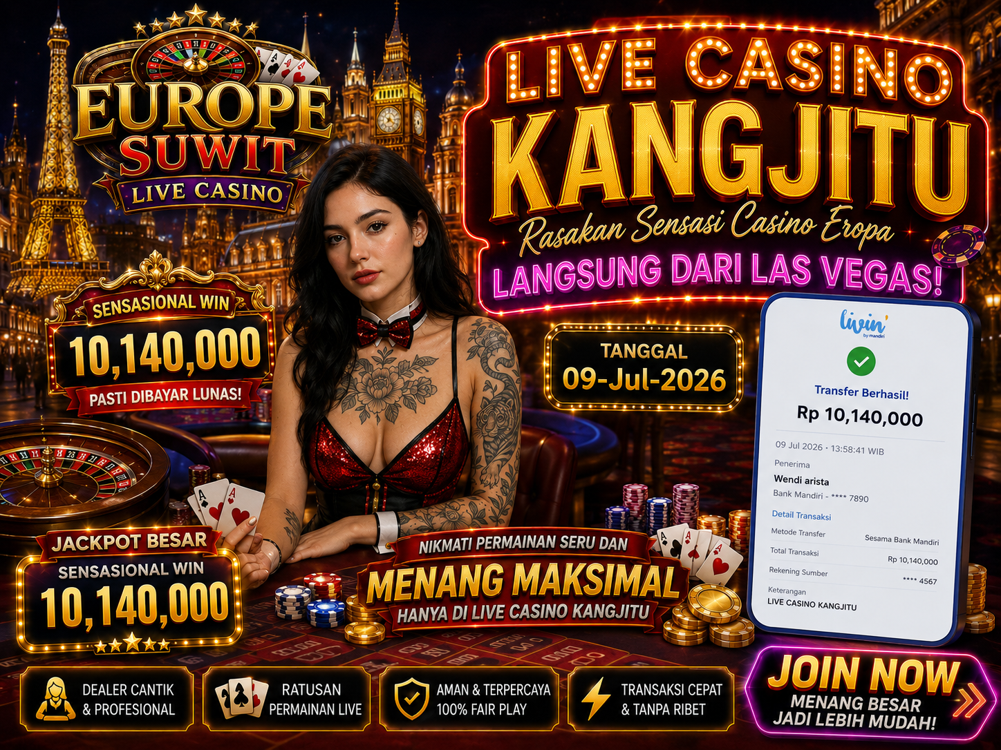 Europe Suwit LIVE CASINO JACKPOT 10,140,000JUTA !!! KANGJITU KESERUAN BERMAIN TANPA BATAS SETIAP HARI!!🚀