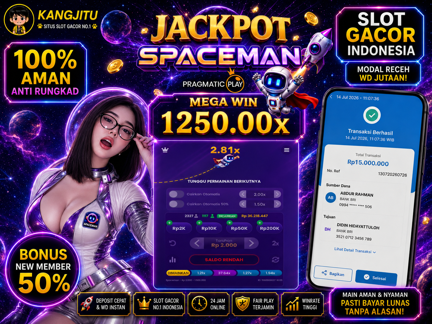 SPACEMAN PRAGMATIC PLAY!!!!! JACKPOT DIBAYAR LUNAS!!! KANGJITU KESERUAN BERMAIN TANPA BATAS SETIAP HARI!!🚀