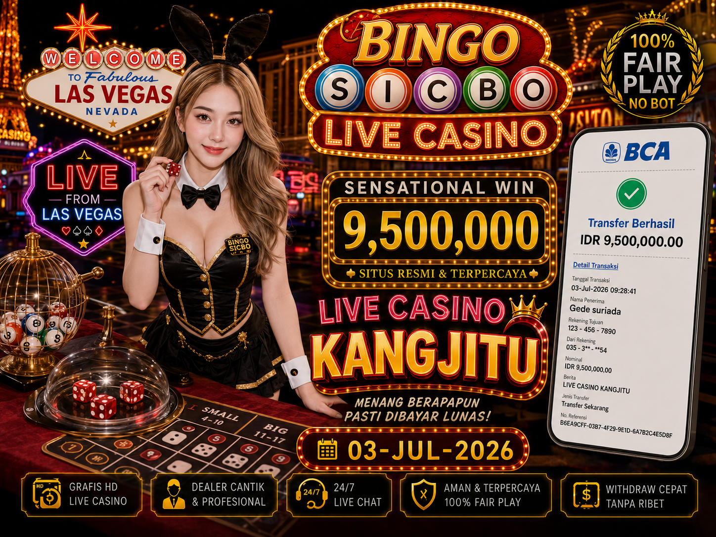 BingoSicbo LIVE CASINO JACKPOT 9.5JUTA !!! KANGJITU KESERUAN BERMAIN TANPA BATAS SETIAP HARI!!🚀