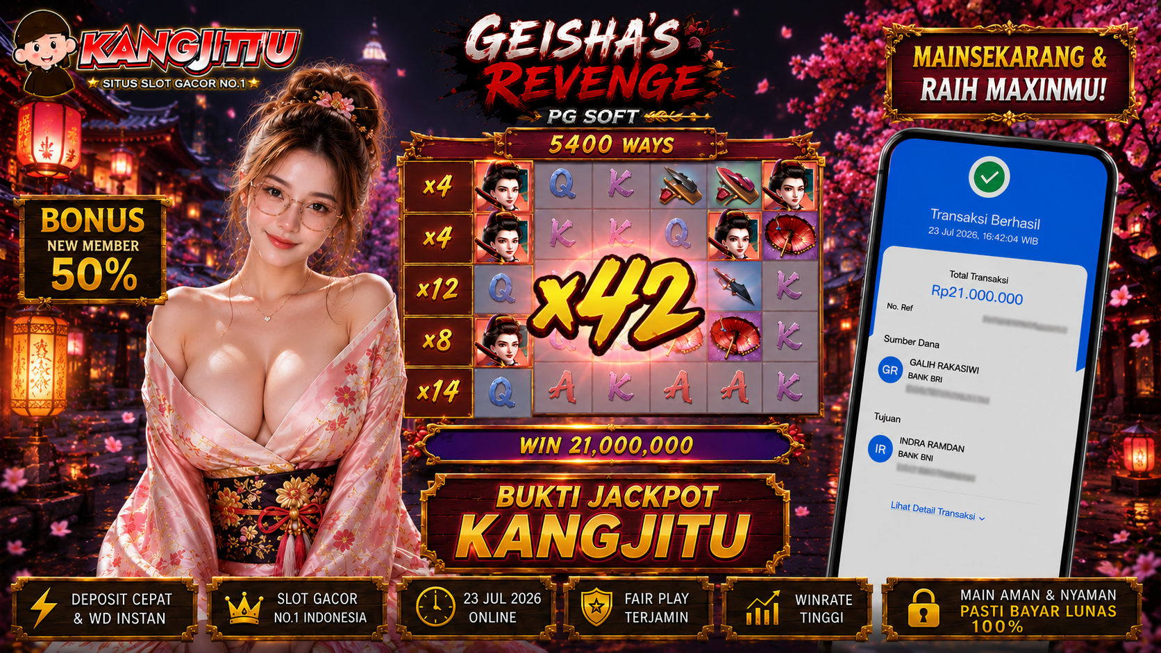 Geisha's Revenge PG SOFT !!!JACKPOT BANJIR WILDD JACKPOT KANGJITU KESERUAN BERMAIN TANPA BATAS SETIAP HARI!!🚀