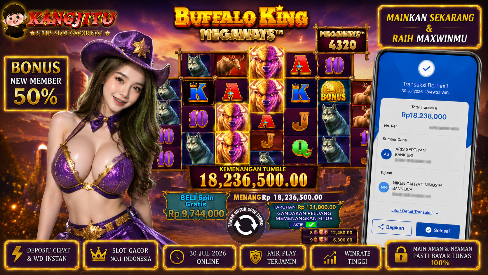 BUFFALO KING MEGAWAYS PRAGMATIC PLAY PRAGMATIC PLAY!!!!! JACKPOT DIBAYAR LUNAS!!! KANGJITU KESERUAN BERMAIN TANPA BATAS SETIAP HARI!!🚀