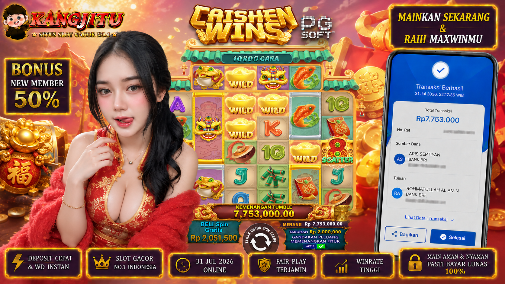 Caishen Wins !!!JACKPOT BANJIR WILDD JACKPOT KANGJITU KESERUAN BERMAIN TANPA BATAS SETIAP HARI!!🚀