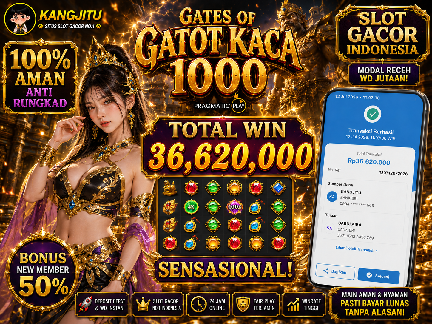 Gates Of Gatot Kaca 1000 PRAGMATIC PLAY!!!!! JACKPOT DIBAYAR LUNAS!!! KANGJITU KESERUAN BERMAIN TANPA BATAS SETIAP HARI!!🚀