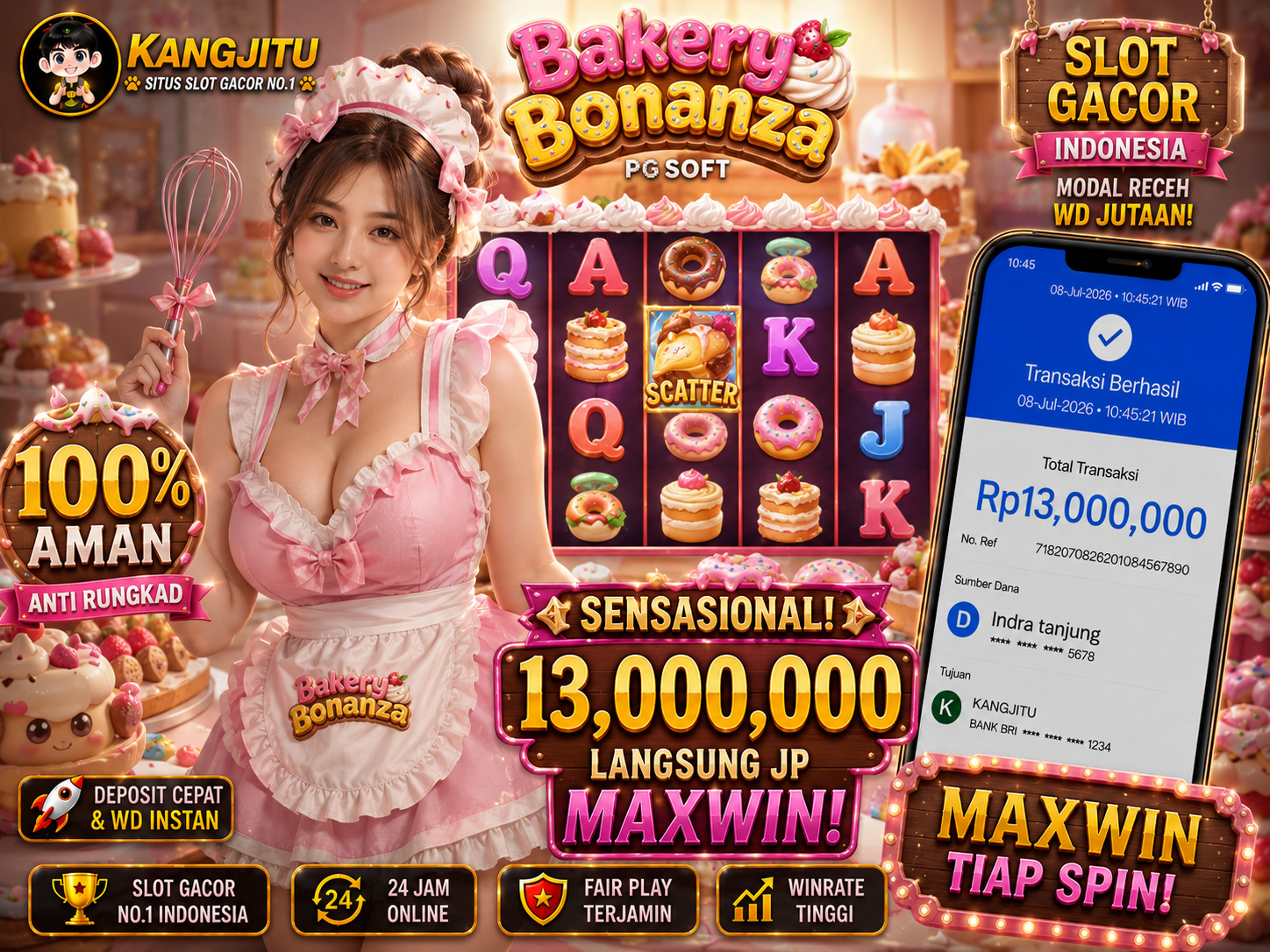 Bakery Bonanza PG SOFT !!!JACKPOT BANJIR WILDD JACKPOT 13JUTA WITHDRAW 13JUTA KANGJITU KESERUAN BERMAIN TANPA BATAS SETIAP HARI!!🚀