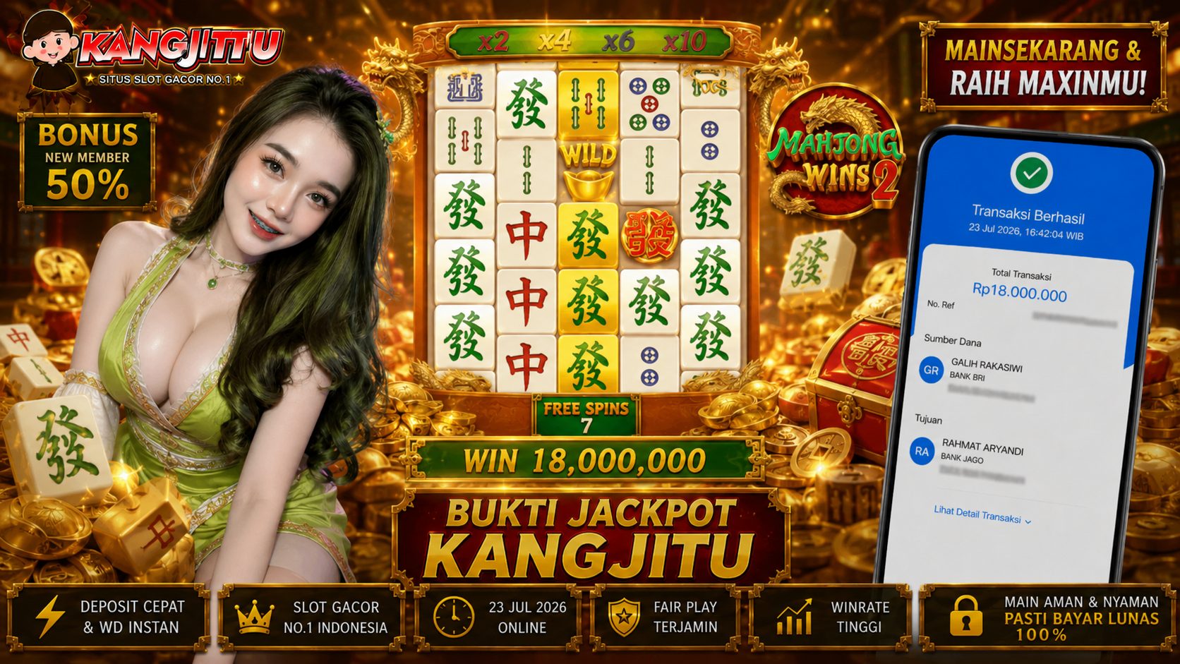 Mahjong Wins 2 PRAGMATIC PLAY!!!!! JACKPOT DIBAYAR LUNAS!!! KANGJITU KESERUAN BERMAIN TANPA BATAS SETIAP HARI!!