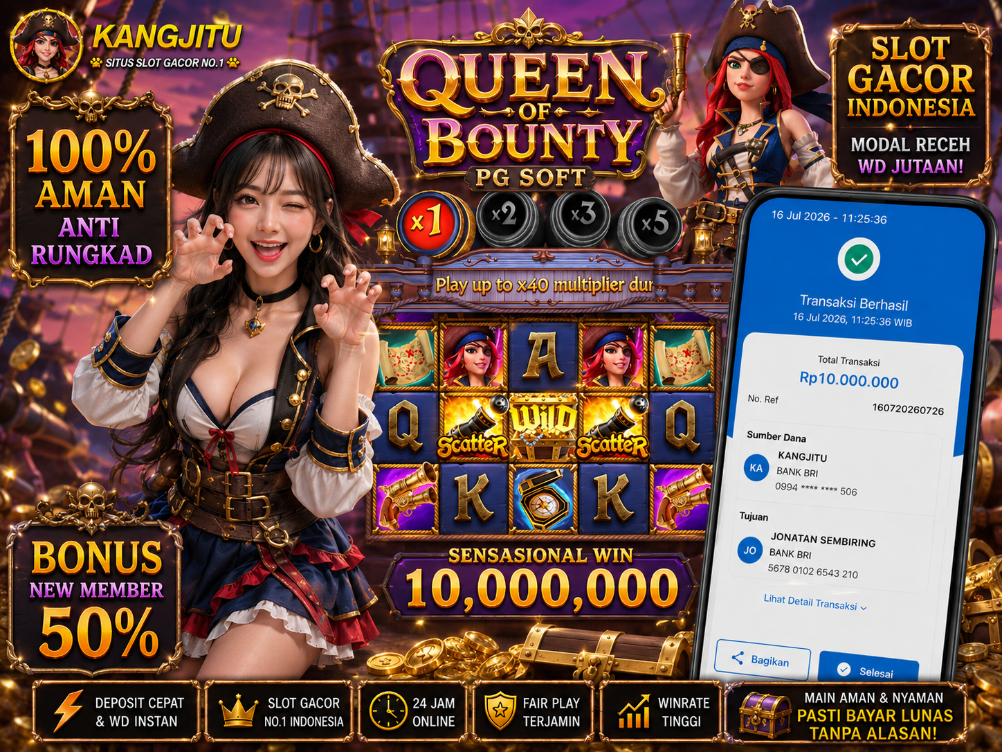 Queen of Bounty PG SOFT !!!JACKPOT BANJIR WILDD JACKPOT KANGJITU KESERUAN BERMAIN TANPA BATAS SETIAP HARI!!🚀