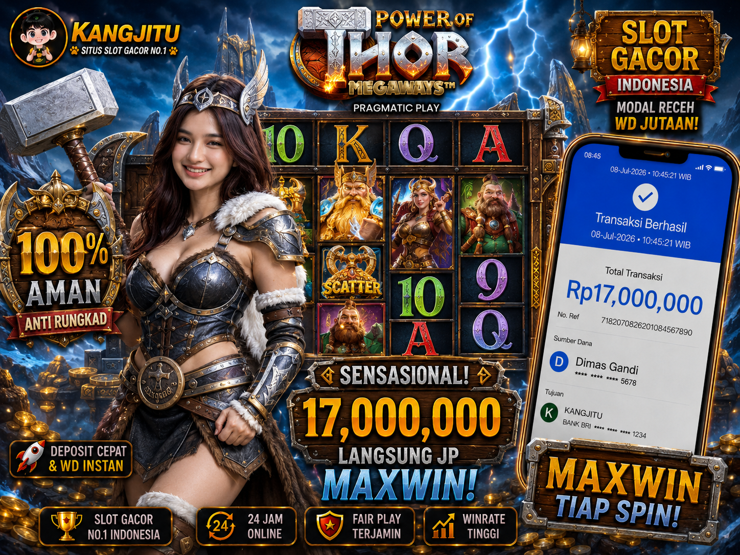 Power of Thor Megaways PRAGMATIC PLAY!!!!! JACKPOT 17JUTA DIBAYAR LUNAS!!! KANGJITU KESERUAN BERMAIN TANPA BATAS SETIAP HARI!!🚀