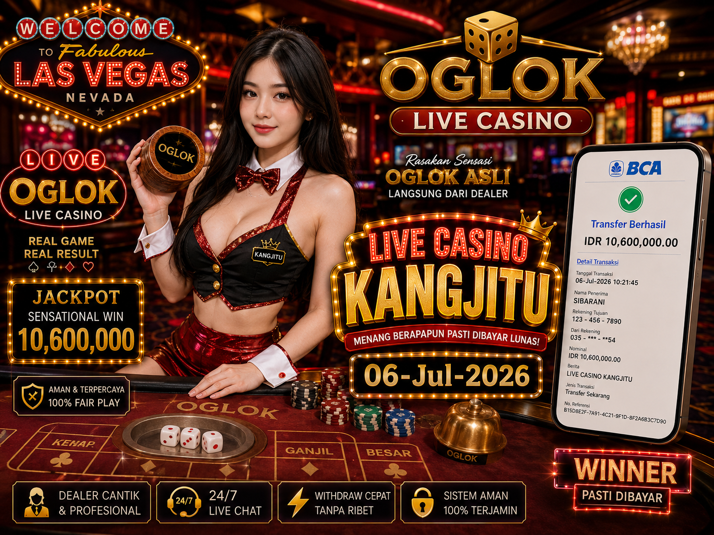 OGLOK LIVE CASINO JACKPOT 10,600JUTA !!! KANGJITU KESERUAN BERMAIN TANPA BATAS SETIAP HARI!!🚀