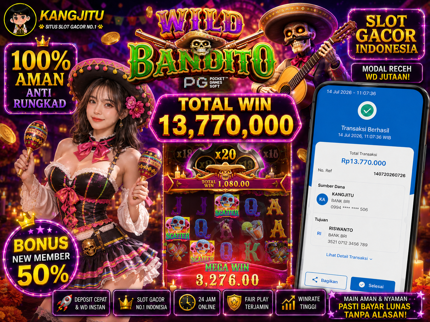 WILD BANDITO PG SOFT !!!JACKPOT BANJIR WILDD JACKPOT KANGJITU KESERUAN BERMAIN TANPA BATAS SETIAP HARI!!🚀