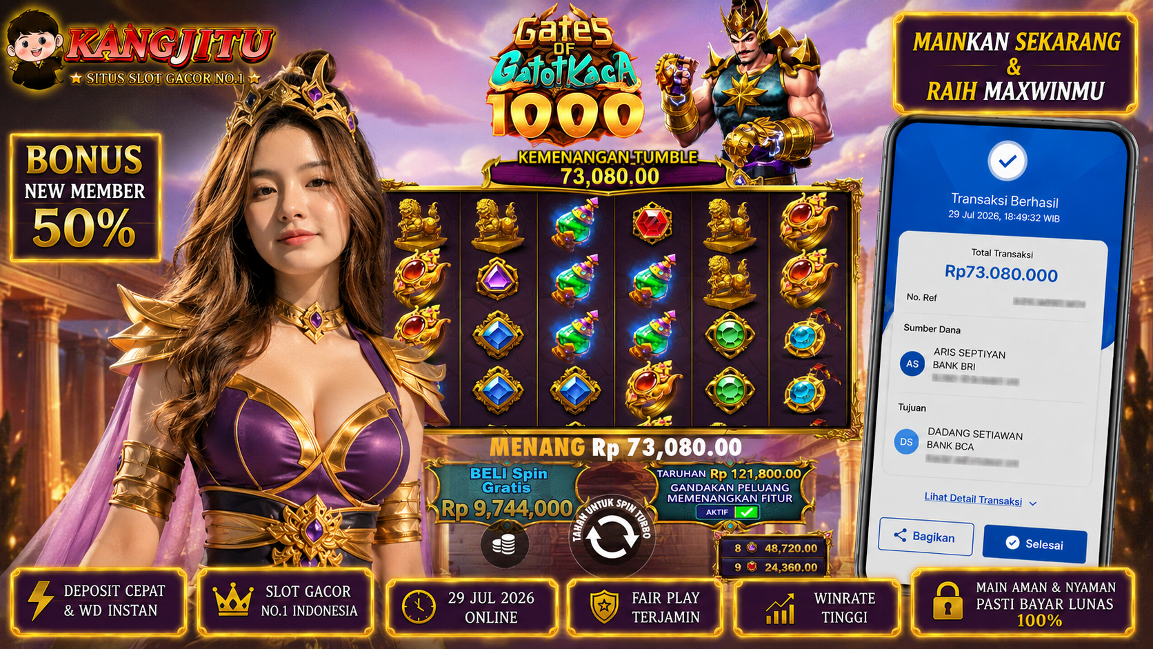 Gates Of Gatot Kaca 1000 PRAGMATIC PLAY!!!!! JACKPOT DIBAYAR LUNAS!!! KANGJITU KESERUAN BERMAIN TANPA BATAS SETIAP HARI!!🚀