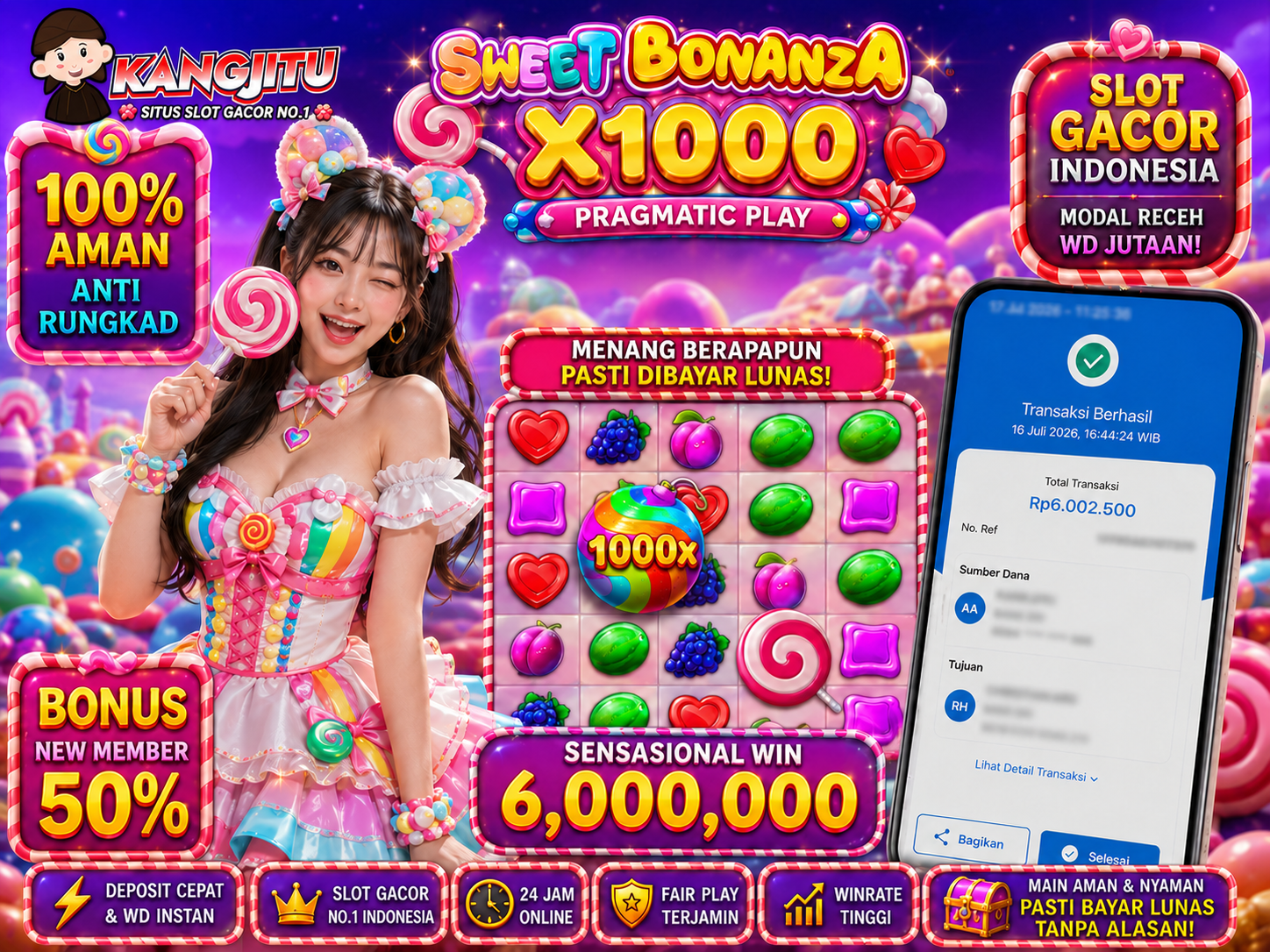 SWEET BONANZA X1000 PRAGMATIC PLAY!!!!! JACKPOT DIBAYAR LUNAS!!! KANGJITU KESERUAN BERMAIN TANPA BATAS SETIAP HARI!!