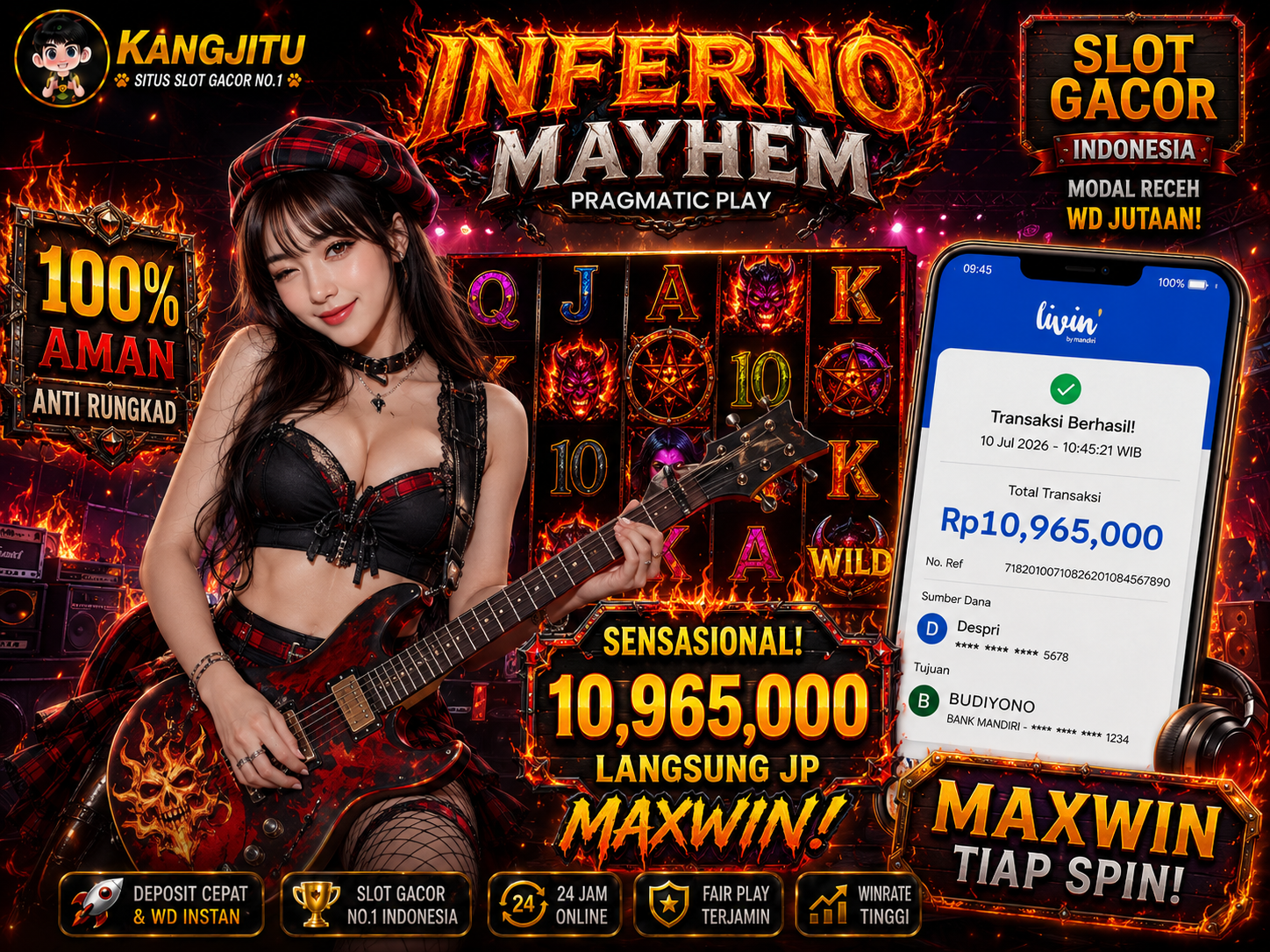 Inferno Mayhem PG SOFT !!!JACKPOT BANJIR WILDD JACKPOT 10,965 JUTA WITHDRAW 10,965JUTA KANGJITU KESERUAN BERMAIN TANPA BATAS SETIAP HARI!!🚀