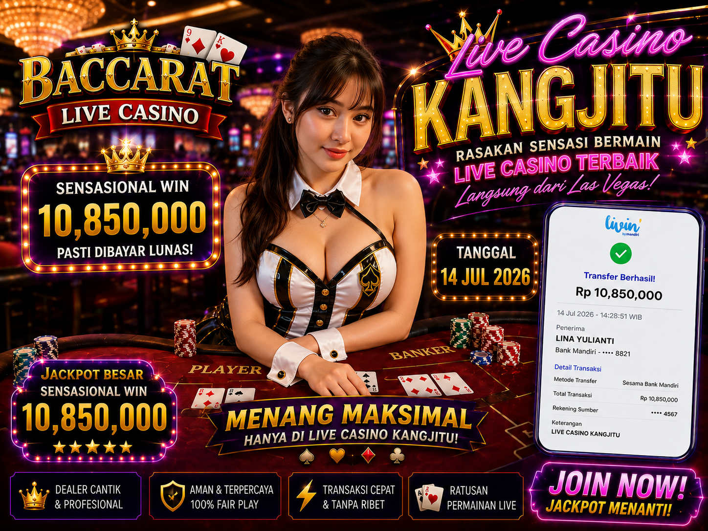 BACCARAT LIVE CASINO JACKPOT !!! KANGJITU KESERUAN BERMAIN TANPA BATAS SETIAP HARI!!🚀
