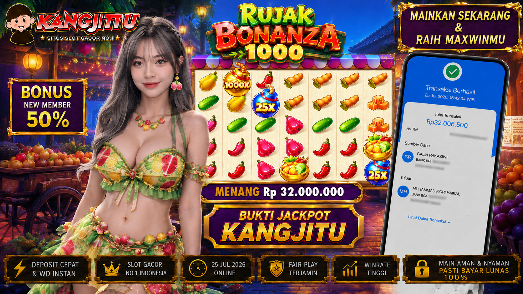Rujak Bonanza 1000 PRAGMATIC PLAY!!!!! JACKPOT DIBAYAR LUNAS!!! KANGJITU KESERUAN BERMAIN TANPA BATAS SETIAP HARI!!🚀