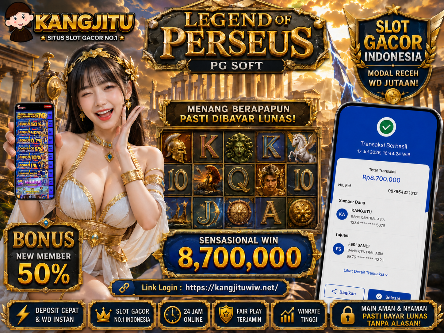 Legend of Perseus PG SOFT !!!JACKPOT BANJIR WILDD JACKPOT KANGJITU KESERUAN BERMAIN TANPA BATAS SETIAP HARI!!🚀
