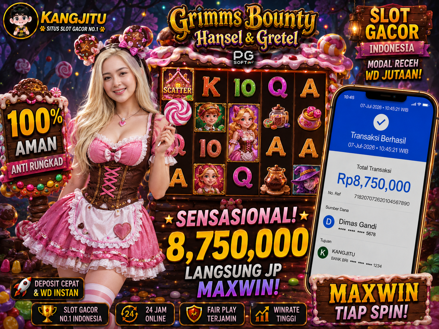 Grimms Bounty: Hansel & Gretel PG SOFT !!!JACKPOT BANJIR WILDD JACKPOT 8,750JUTA WITHDRAW 8.75JUTA KANGJITU KESERUAN BERMAIN TANPA BATAS SETIAP HARI!!🚀
