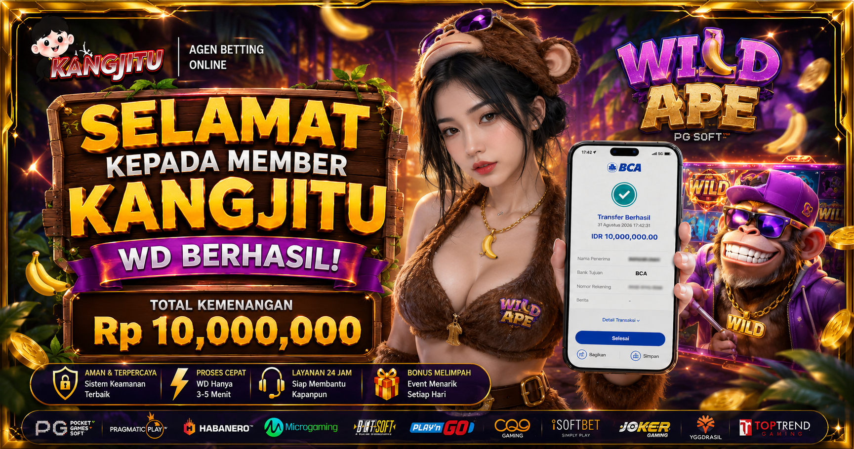 🦍 WILD APE PARTY! WD BESAR MEMBER KANGJITU!!!! 🚀 SEKALI WD, LANGSUNG Rp10 JUTA! KANGJITU