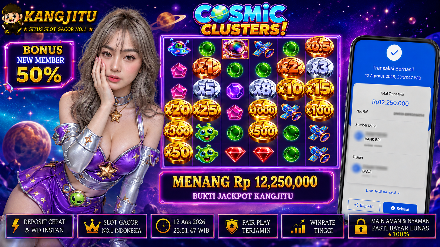 Cosmic Clusters! PRAGMATIC PLAY GAME BARU JACKPOTTTT BESARRRRR