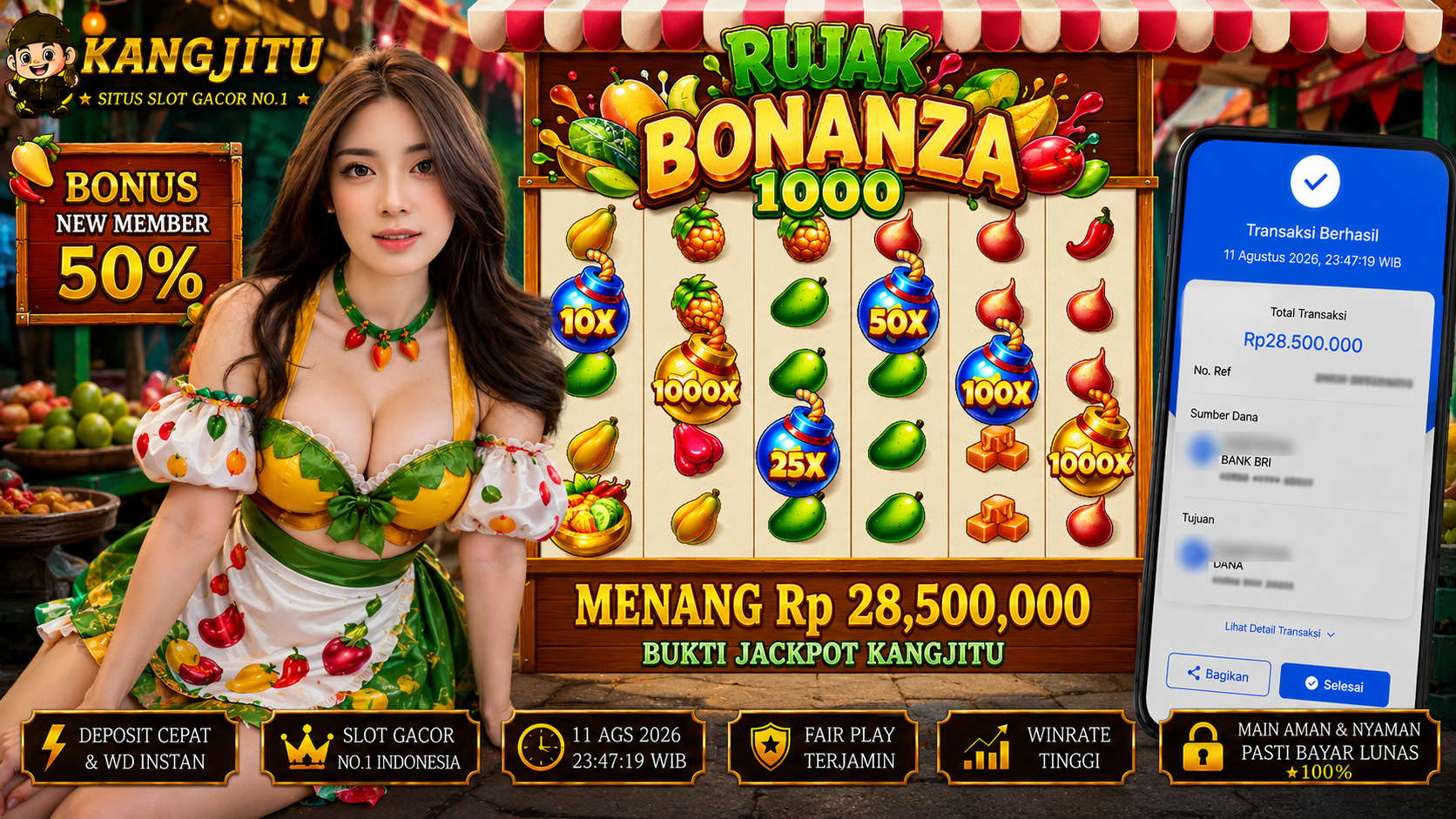 Rujak Bonanza 1000 PRAGMATIC PLAY!!!!! JACKPOT DIBAYAR LUNAS!!! KANGJITU KESERUAN BERMAIN TANPA BATAS SETIAP HARI!!🚀