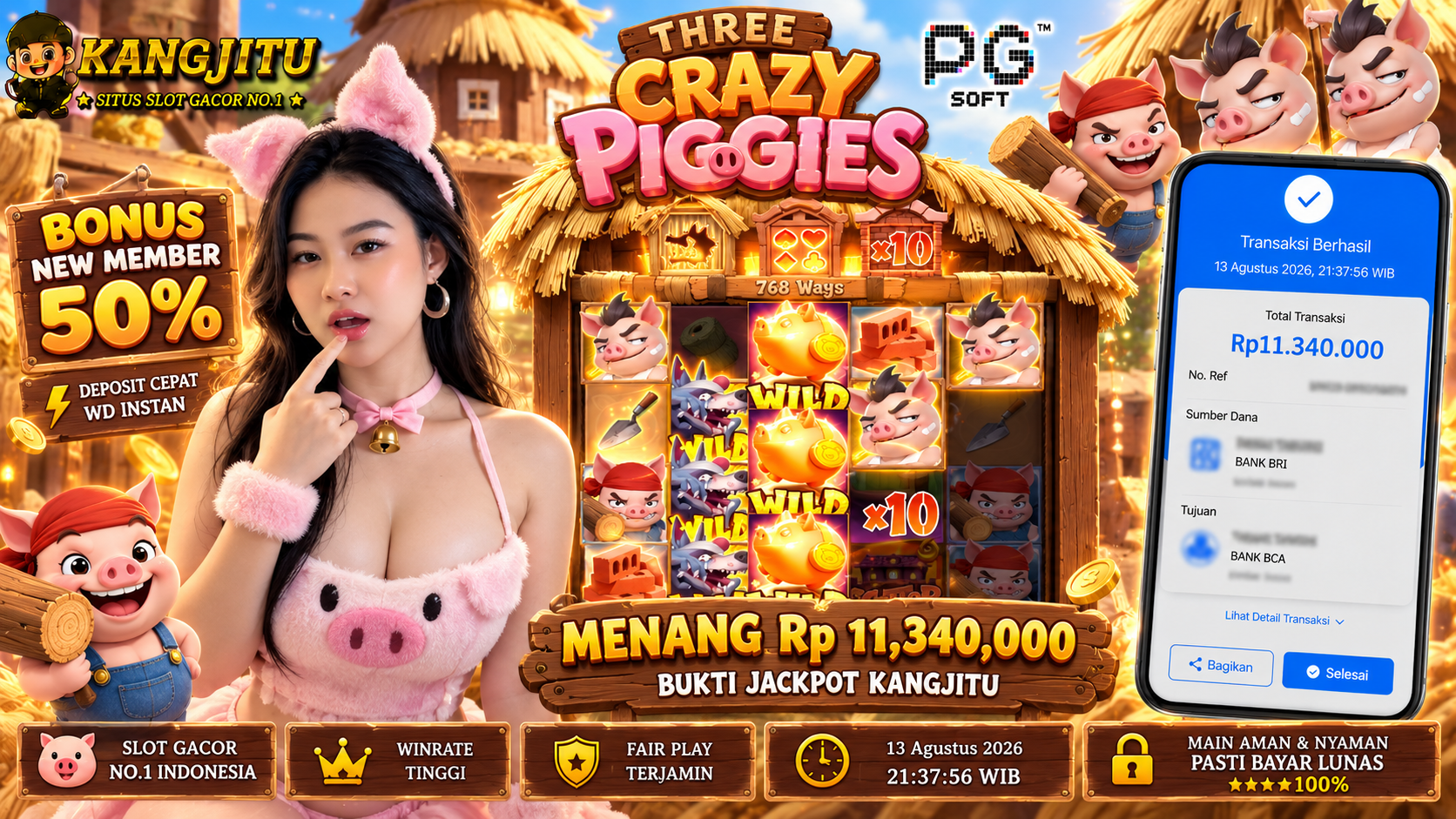 JACKPOTT LAGIIIIIII DI GAME Three Crazy Piggies PG SOFTTTTTT