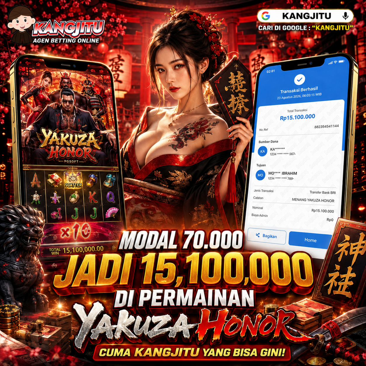 YAKUZA HONOR JACKPOT BESAR MODAL 70K JACKPOT 15JUTAAA