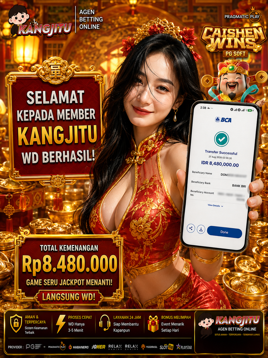 🔥 CAISHEN WINS BERI JACKPOT PECAHAN 1 LAYAR! 💰 Siap-siap panen pecahan, sekali masuk bisa bikin layar penuh! 🀄✨