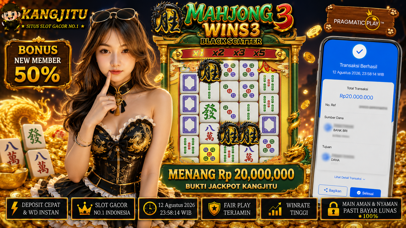 Mahjong Wins 3 - Black Scatter PRAGMATIC PLAY JACKPOTTTTTTTTTT 20 jUTEEEEEE